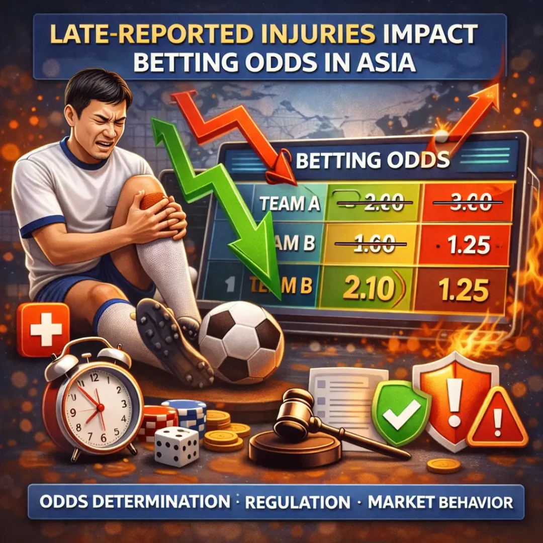 פציעות שחקנים שמדווחות באיחור יוצרות תנודות חדות ביחסי ההימורים באסיה ומשפיעות על קביעת היחסים, רגולציה והתנהגות שוק.