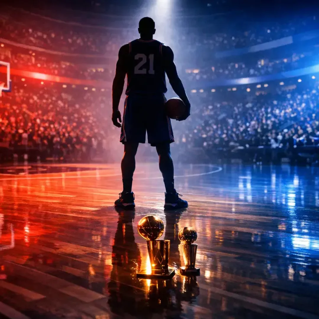 לברון ג'יימס בגופיית פילדלפיה 76ers עם יחסי אליפות NBA