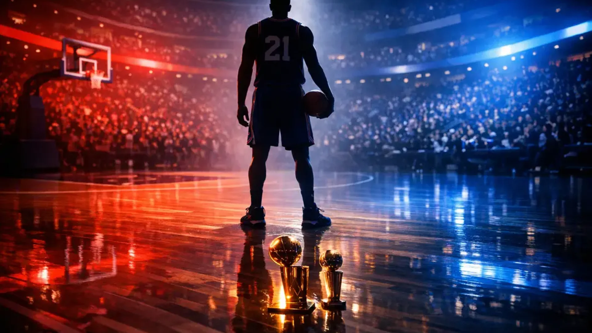 לברון ג'יימס בגופיית פילדלפיה 76ers עם יחסי אליפות NBA